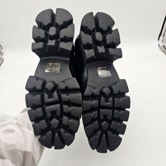 SPR&JOY Black Vegan Leather Lug Sole Loafer Gold Tone Hardware Womens Sz 10 NEW - Picture 9 of 9